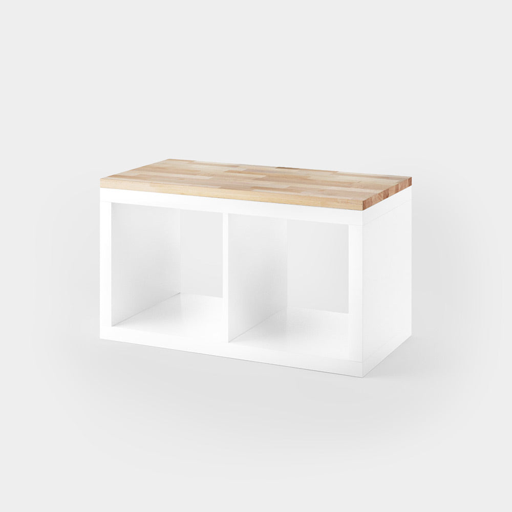 Kallax Regal von Ikea in der Größe 2x1 mit Deckplatte aus Buchenholz