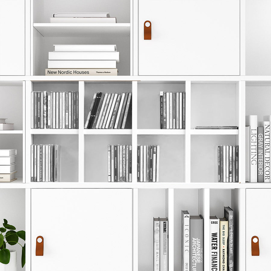 Kallax Regal mit einer CD-Sammlung. Zu sehen sind passende Einsätze.