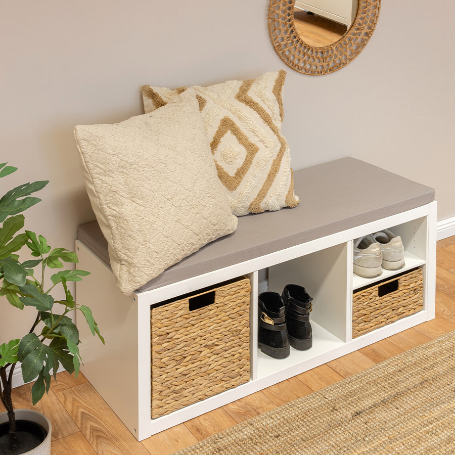 IKEA Sitzbank mit hellgrauer Auflage aus schönem Canvas-Stoff