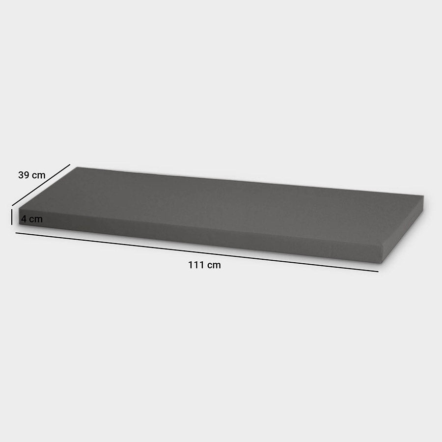 Maße der Sitzauflage: Länge: 111 cm, Breite: 39 cm, Höhe: 4 cm