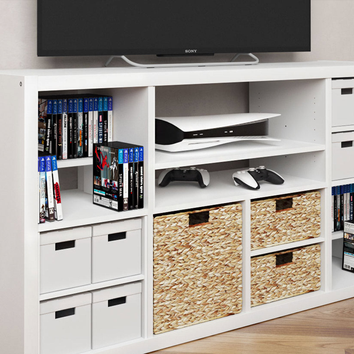 Einsatz für das Kallax Regal: ideal für Playstations, TV-Zubehör und Stereoanlagen