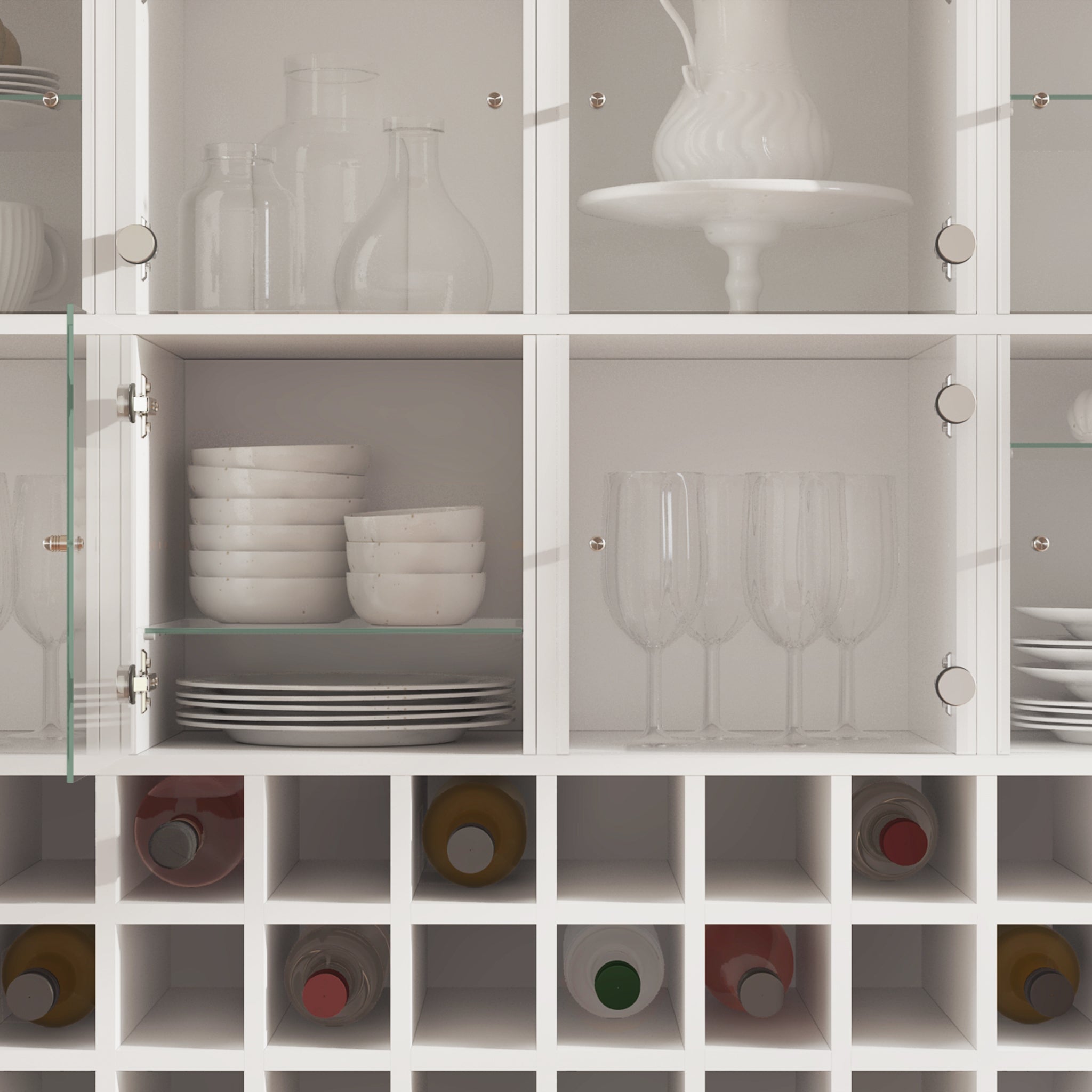 Frontansicht der Hausbar mit Glastüren