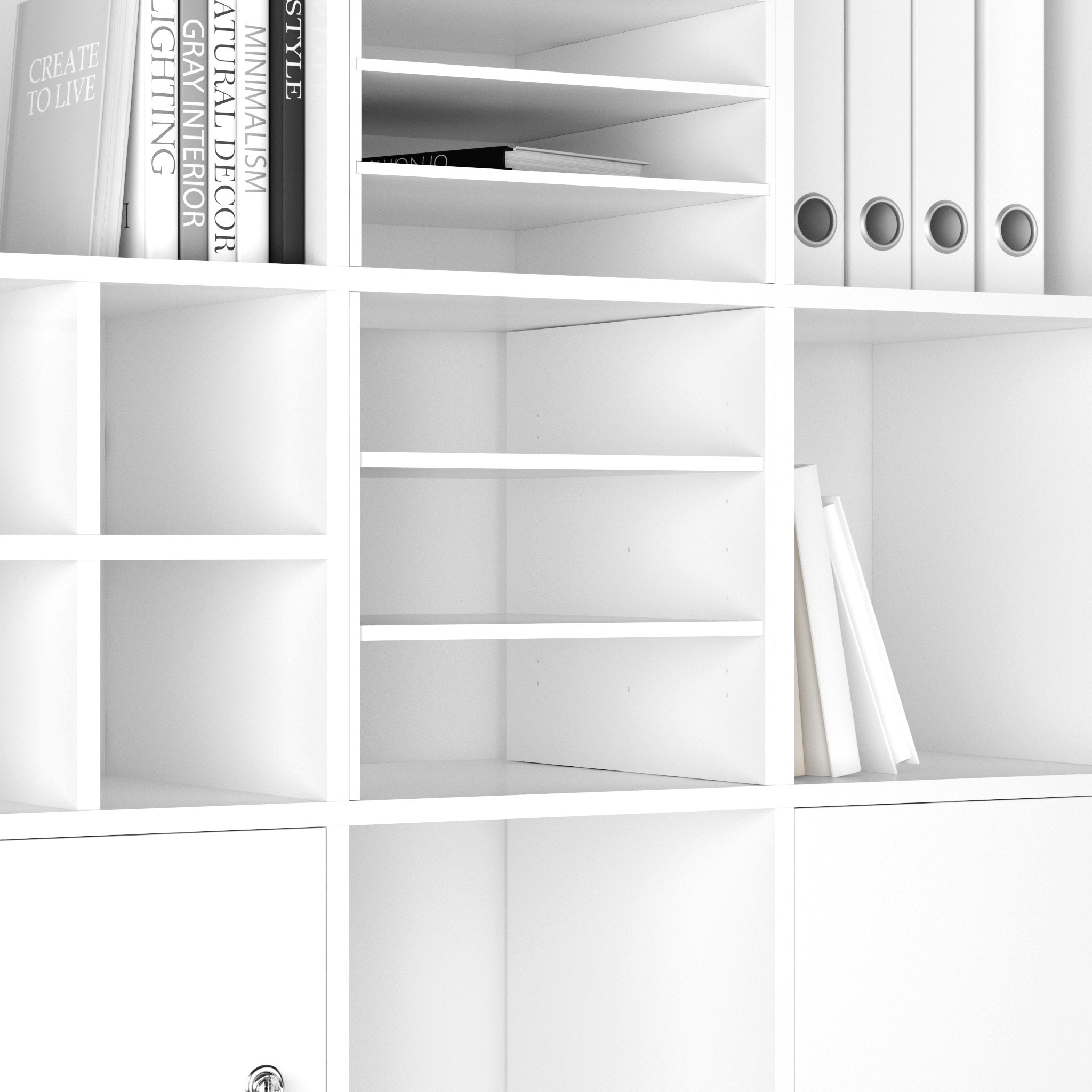 Einsatz bestehend aus 3 Zwischenböden als Ablagesystem für Arbeitszimmer und Büros