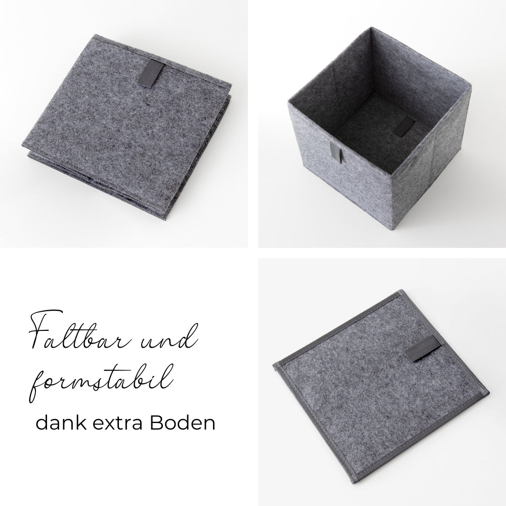Faltbare Kallax Box aus Filz mit Ziehlasche für das Kallax Regal von IKEA.