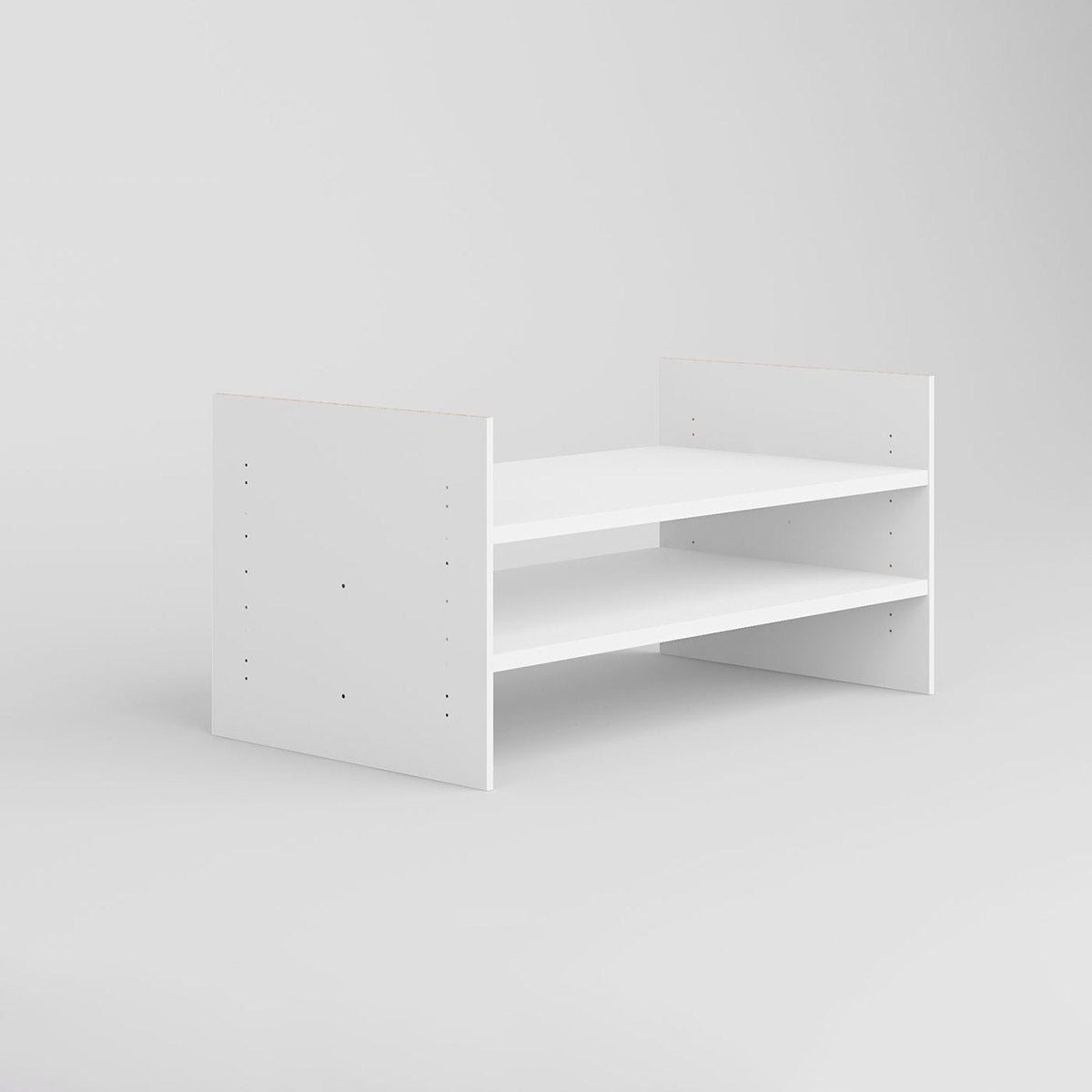 Schrägansicht des Regaleinsatzes mit 2 sehr breiten Zwischenböden