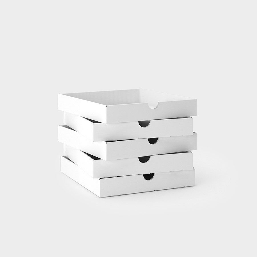 Lieferumfang: 5 einzelne Schubladen aus Pappkarton