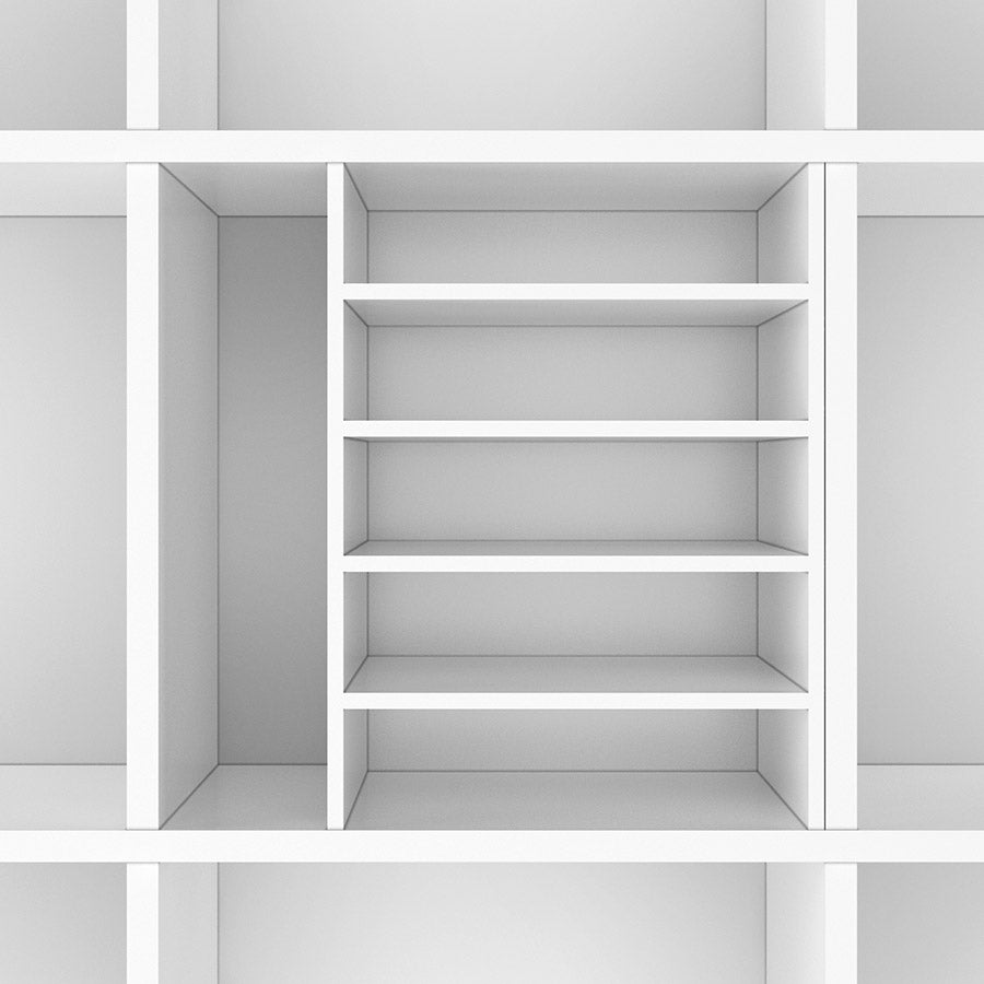 Papierablage als Bürolösung mit 5 Fächern und einem vertikalen Regaltrenner für das Kallax