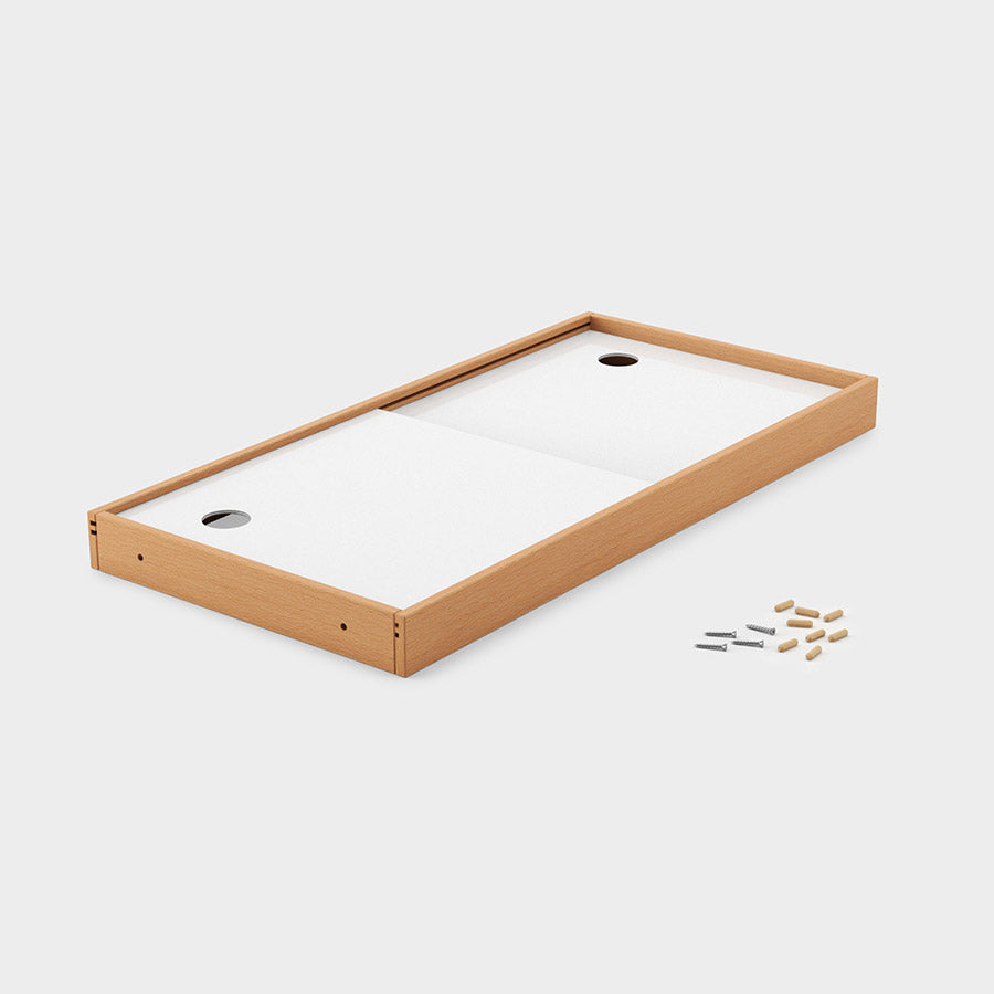 Lieferumfang der Schiebetüren: 1 Holzrahmen mit 2 integrierten Schiebetüren und Montagezubehör