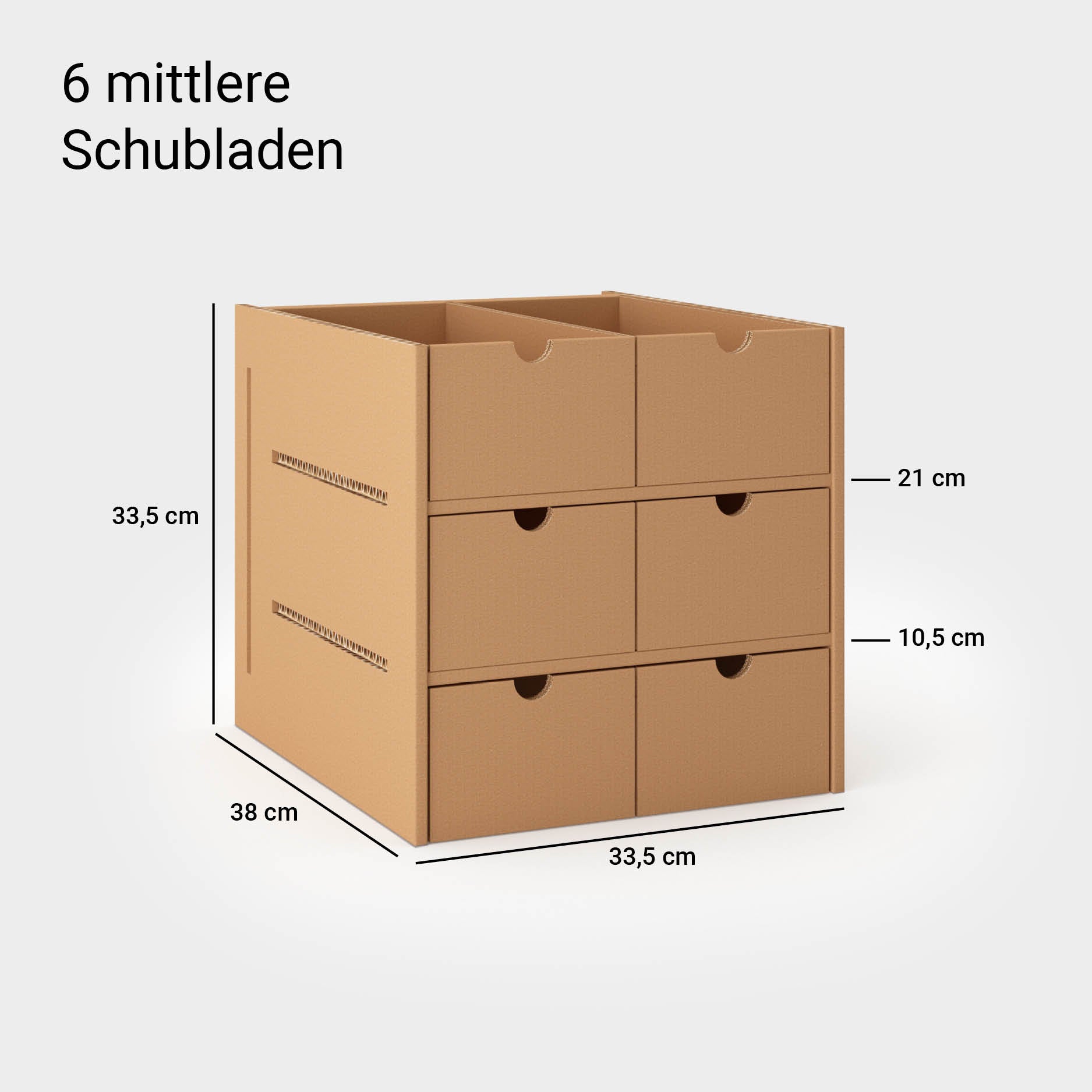 6 mittlere Schubladen aus Karton für das Kallax Regal