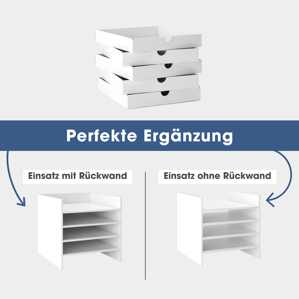 Kallax Schubladen und 2 passende Kallax Einsätze mit mehreren Fachböden.