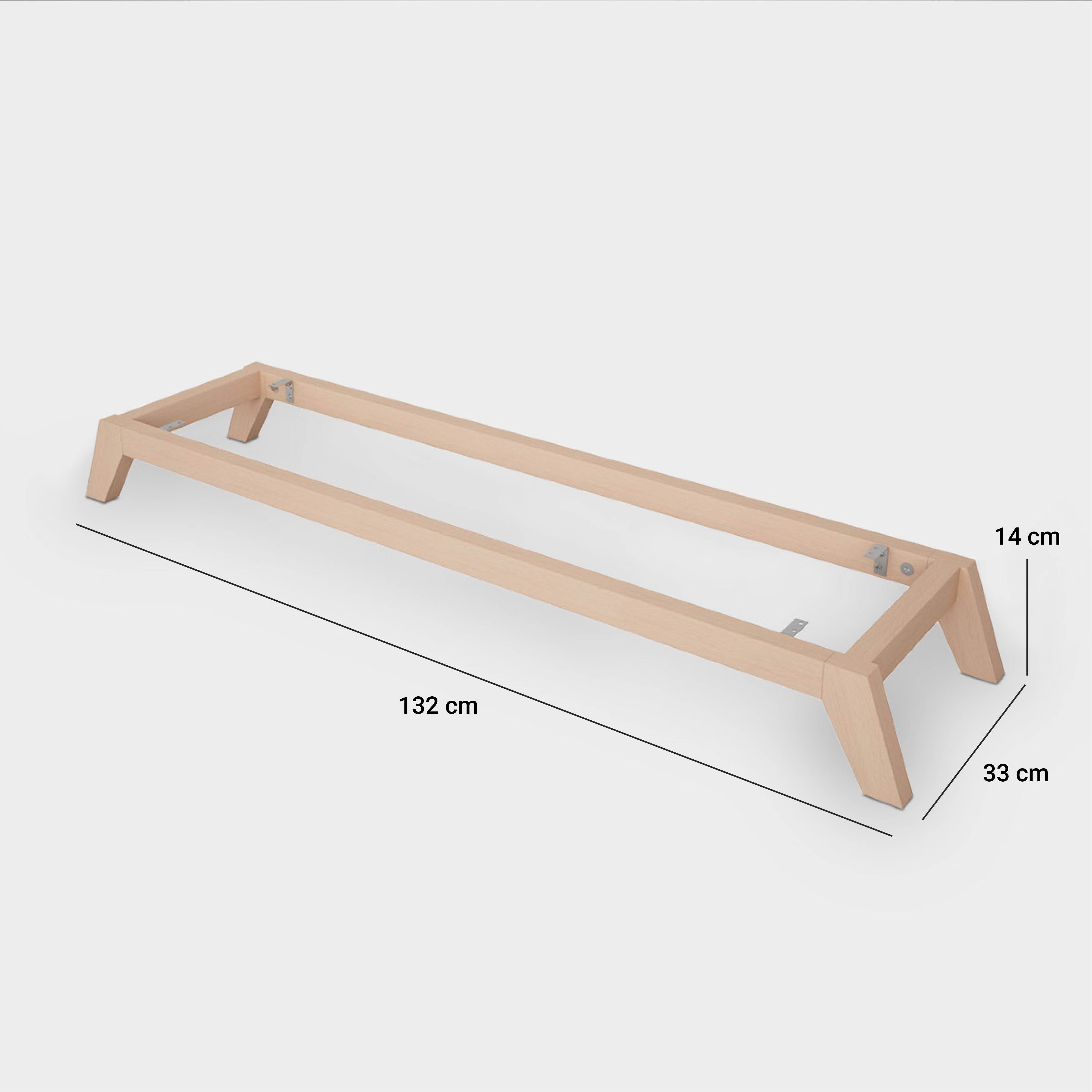 Massbild des Untergestells aus Buche für Kallax Regale