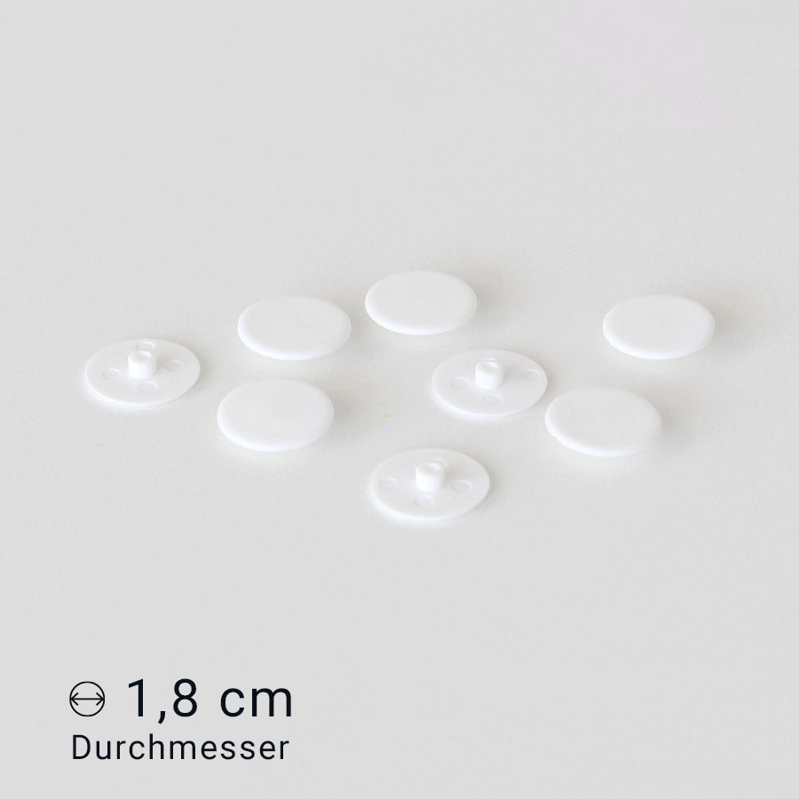 Weiße Schraubenkappen aus robustem Kunststoff