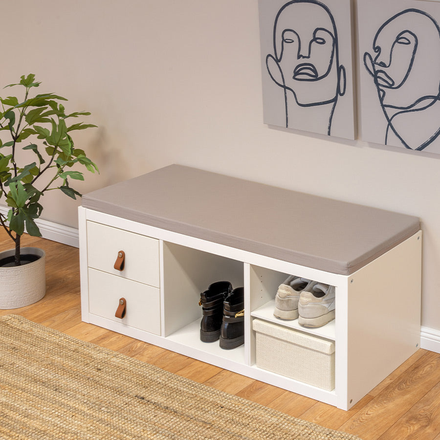Hellgraues Sitzpolster für Schuhschrank