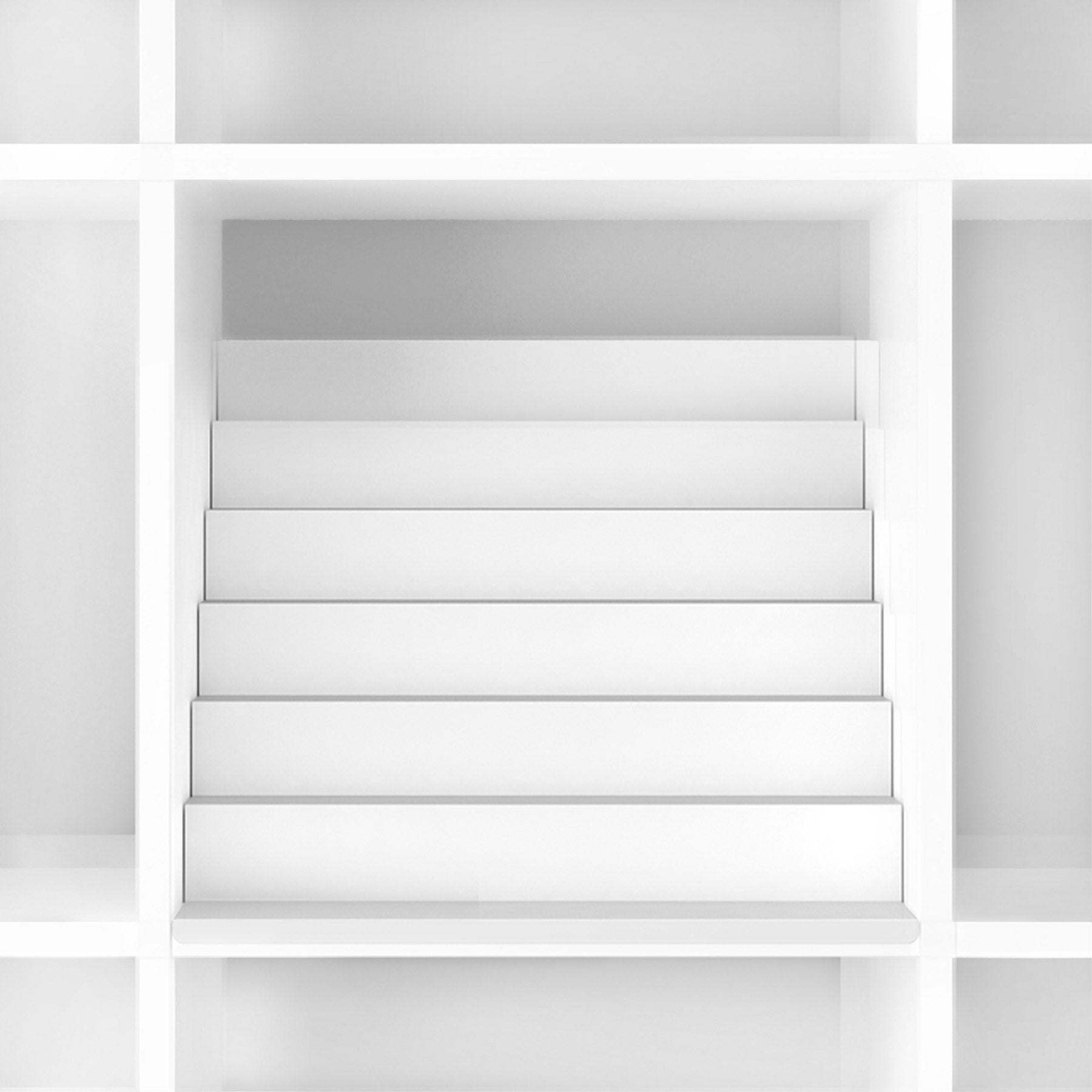 Weißes Tonie Regal als Einsatz im IKEA Kallax mit 7 Stufen