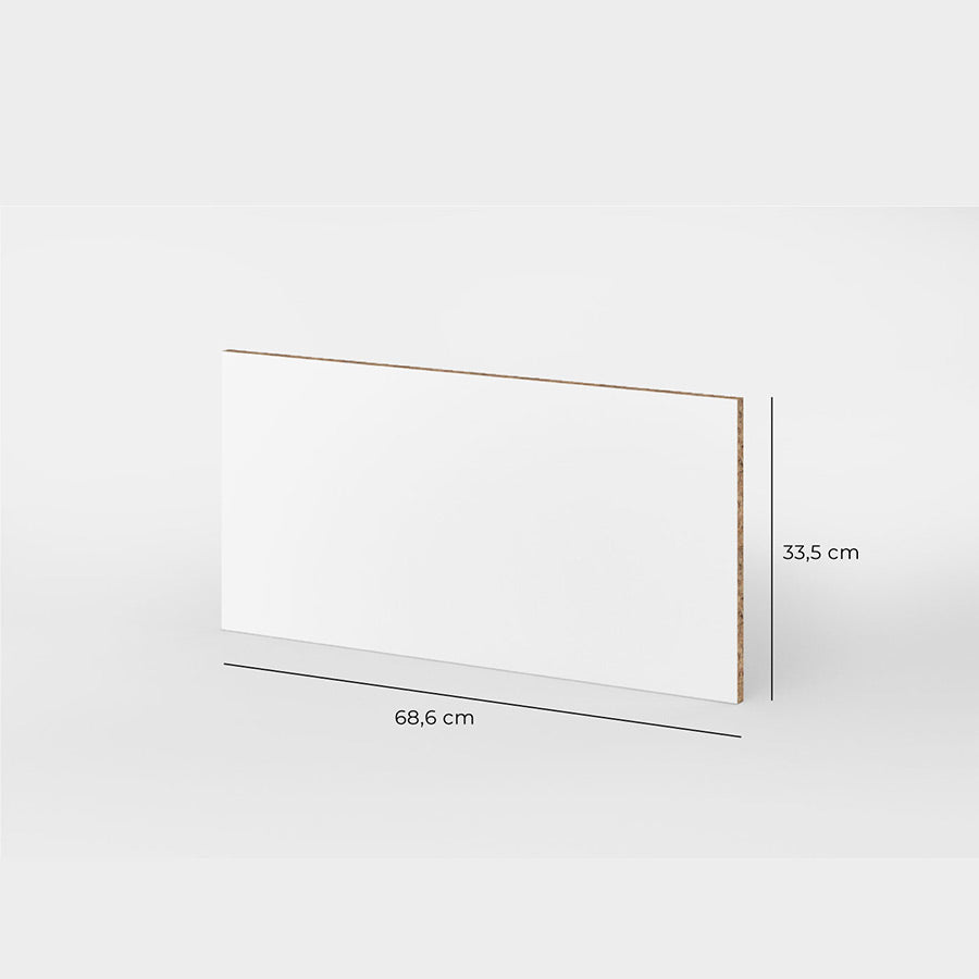 Maße der weißen Rückwand: Länge = 68,6 cm; Höhe = 33,5 cm -> Passt exakt ins Kallax