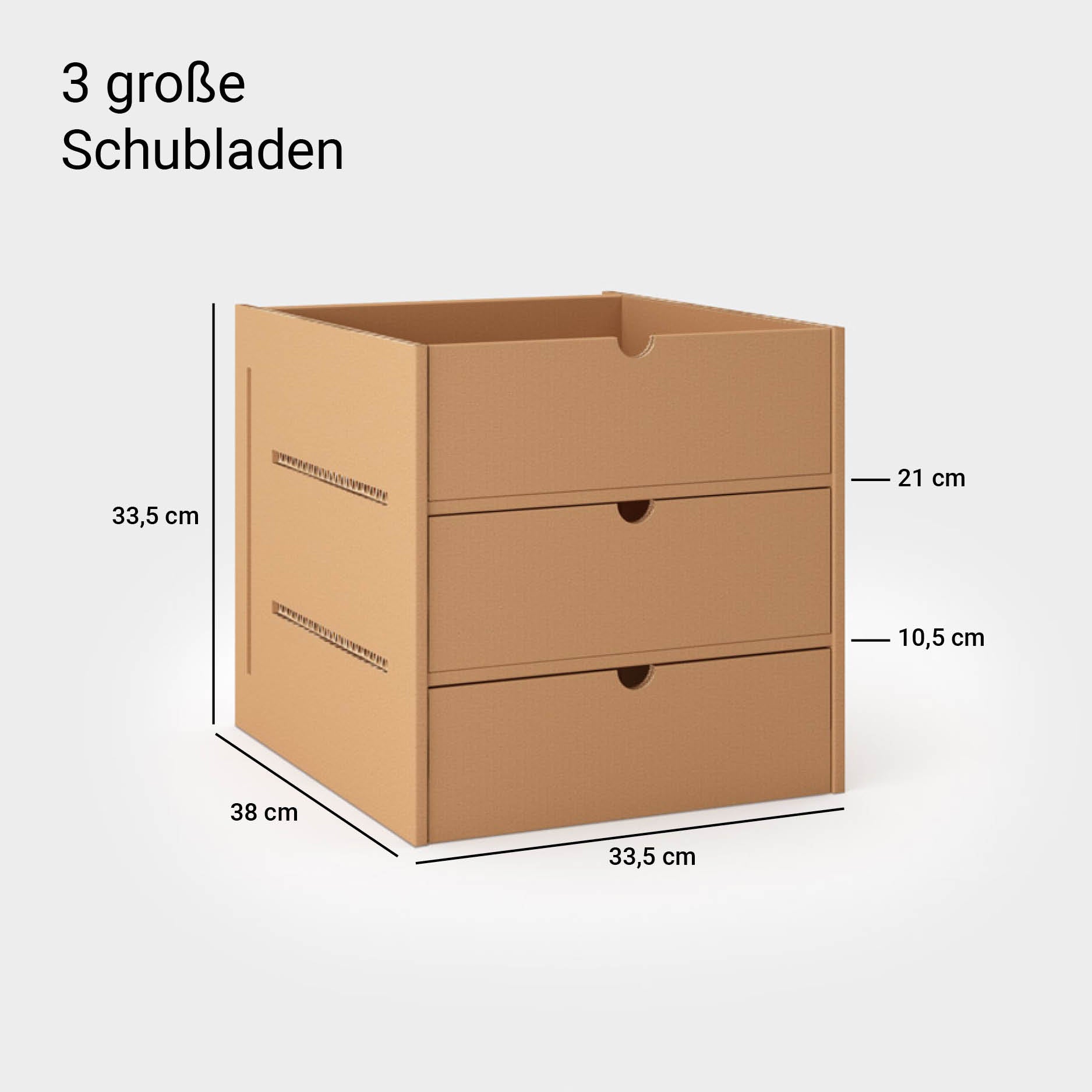 3 große Kartonschubladen 33,5 cm x 38 cm