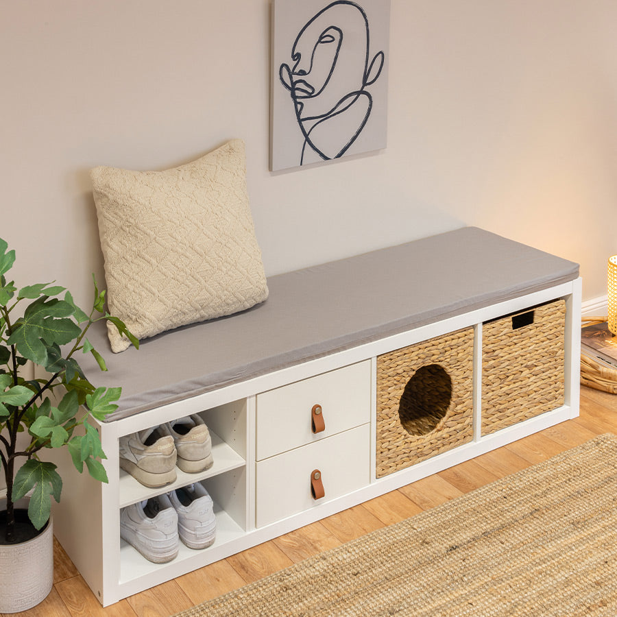 So bequem: Bank mit Sitzpolster aus robustem Canvas-Stoff