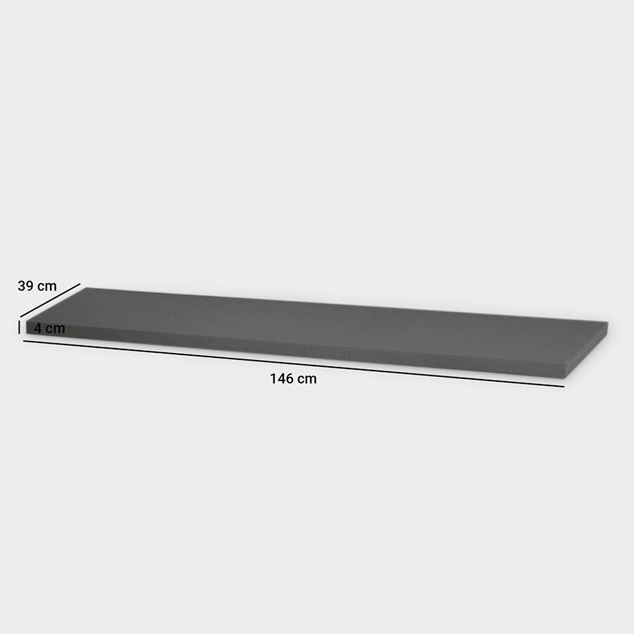 Sitzauflage in anthrazit aus Baumwolle für ein 4 fach breites Ikea Kallax Regal mit entsprechenden Maßangaben.