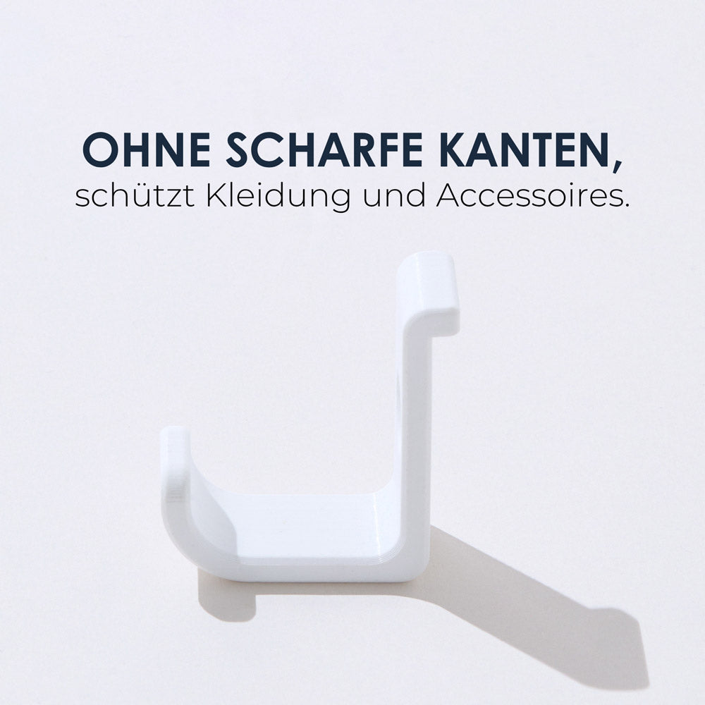 Weißer Kallax Haken ohne scharfe Kanten.