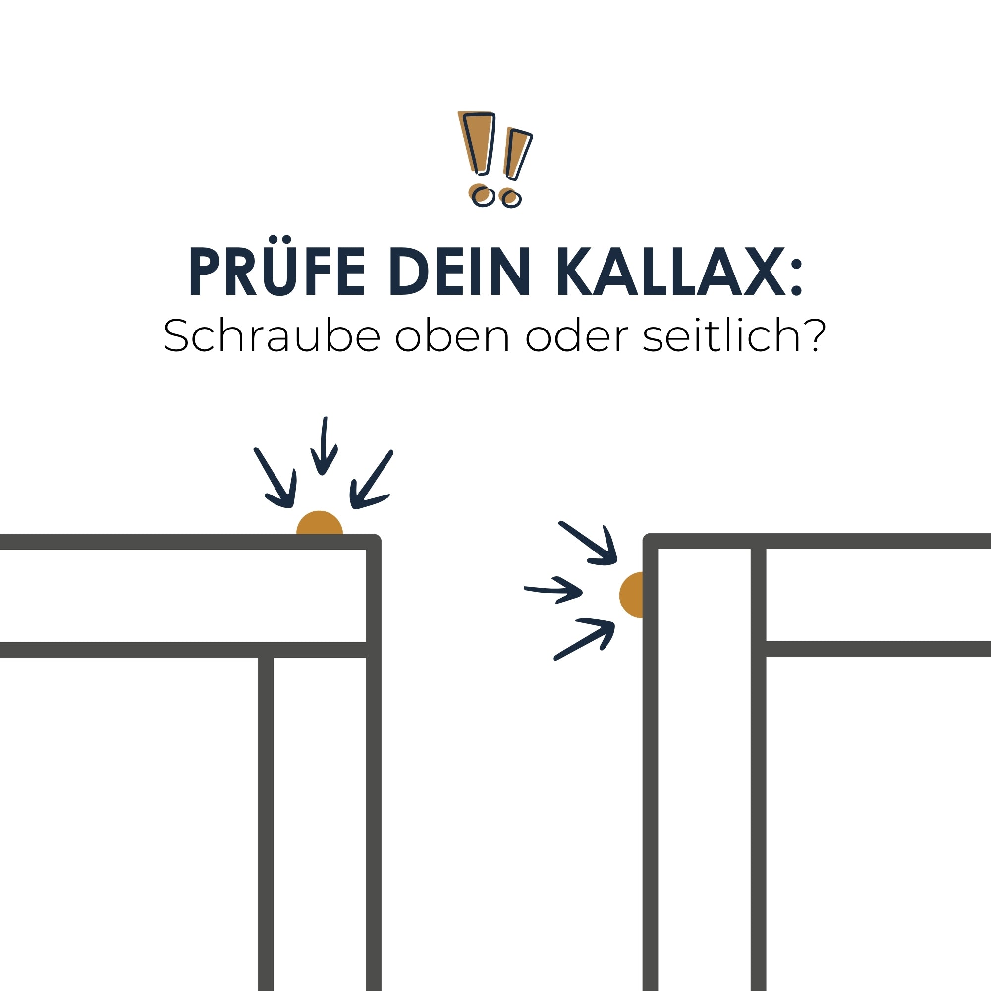 Hinweisbild, um das Kallax zu prüfen, wo sich die Schraube des Regals befindet, um den passenden Haken zu montieren.