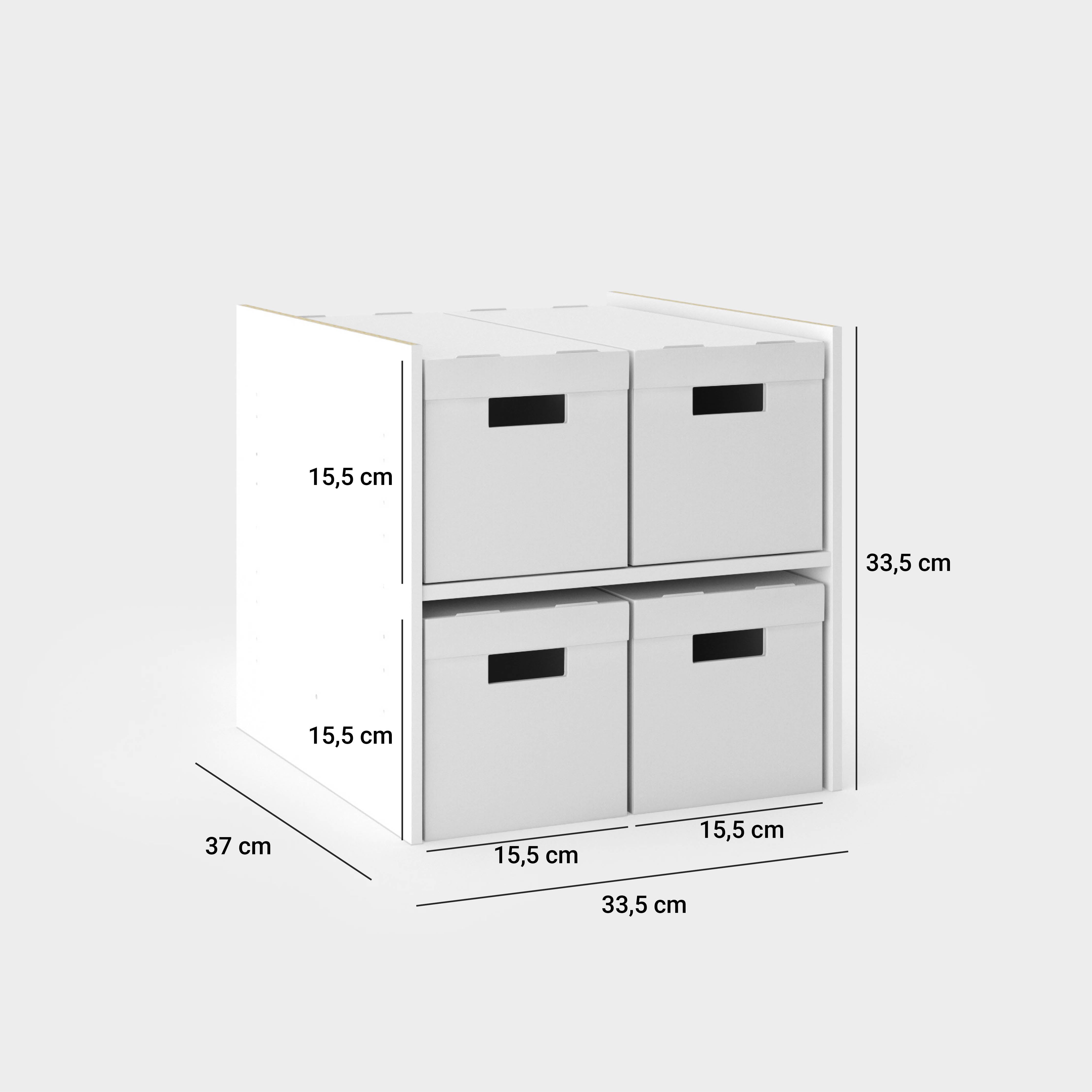 IKEA Regaleinsatz Maße: insgesamt 33,5 cm breit, 33,5 cm hoch und 37 cm tief