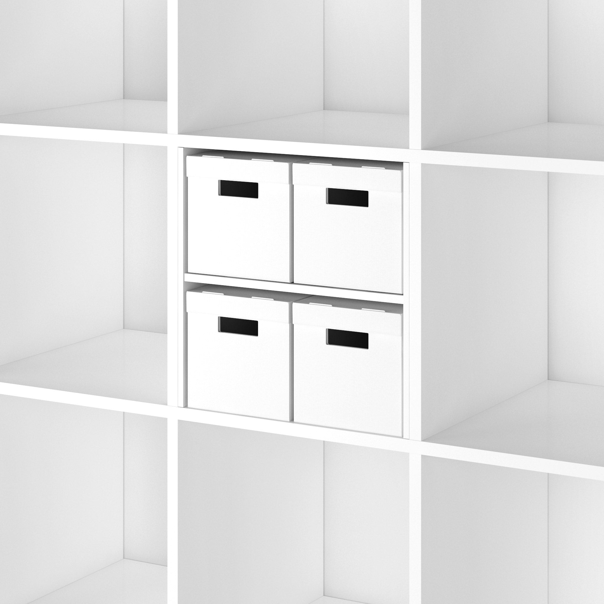 Aufbwahrungsboxen mit Griffen und Deckeln für das IKEA Kallax